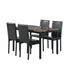 5-Piece Black Dining Table Set with Marble Style Top - Table and chair set - Dining Table