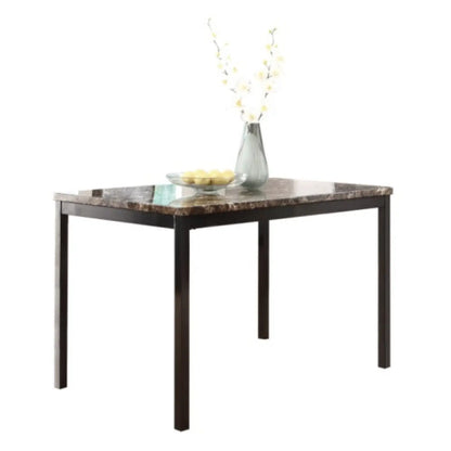 5-Piece Black Dining Table Set with Marble Style Top - Table and chair set - Dining Table