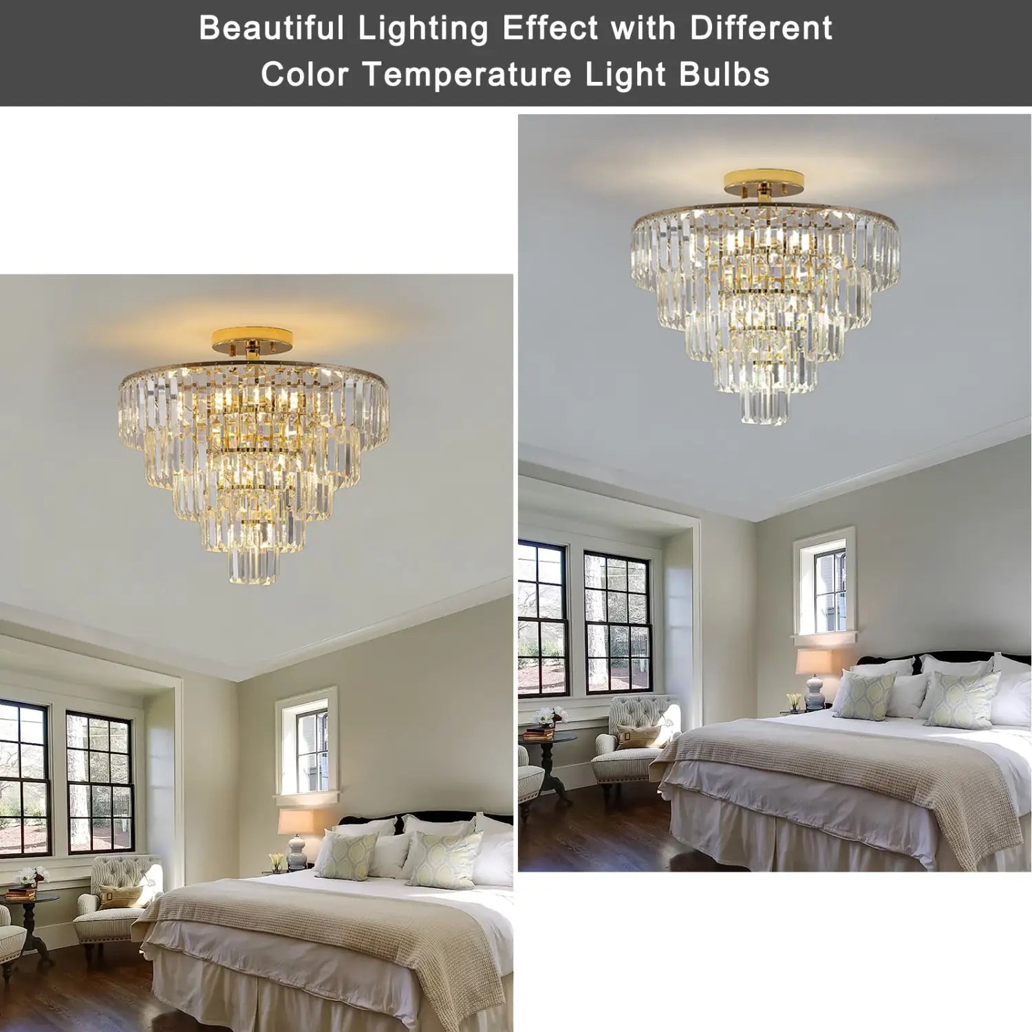5 Tier Golden Crystal Chandelier Light Ceiling for Modern Interior Design - 12V Hanging Light