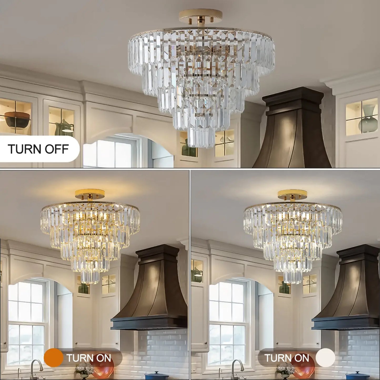 5 Tier Golden Crystal Chandelier Light Ceiling for Modern Interior Design - 12V Hanging Light