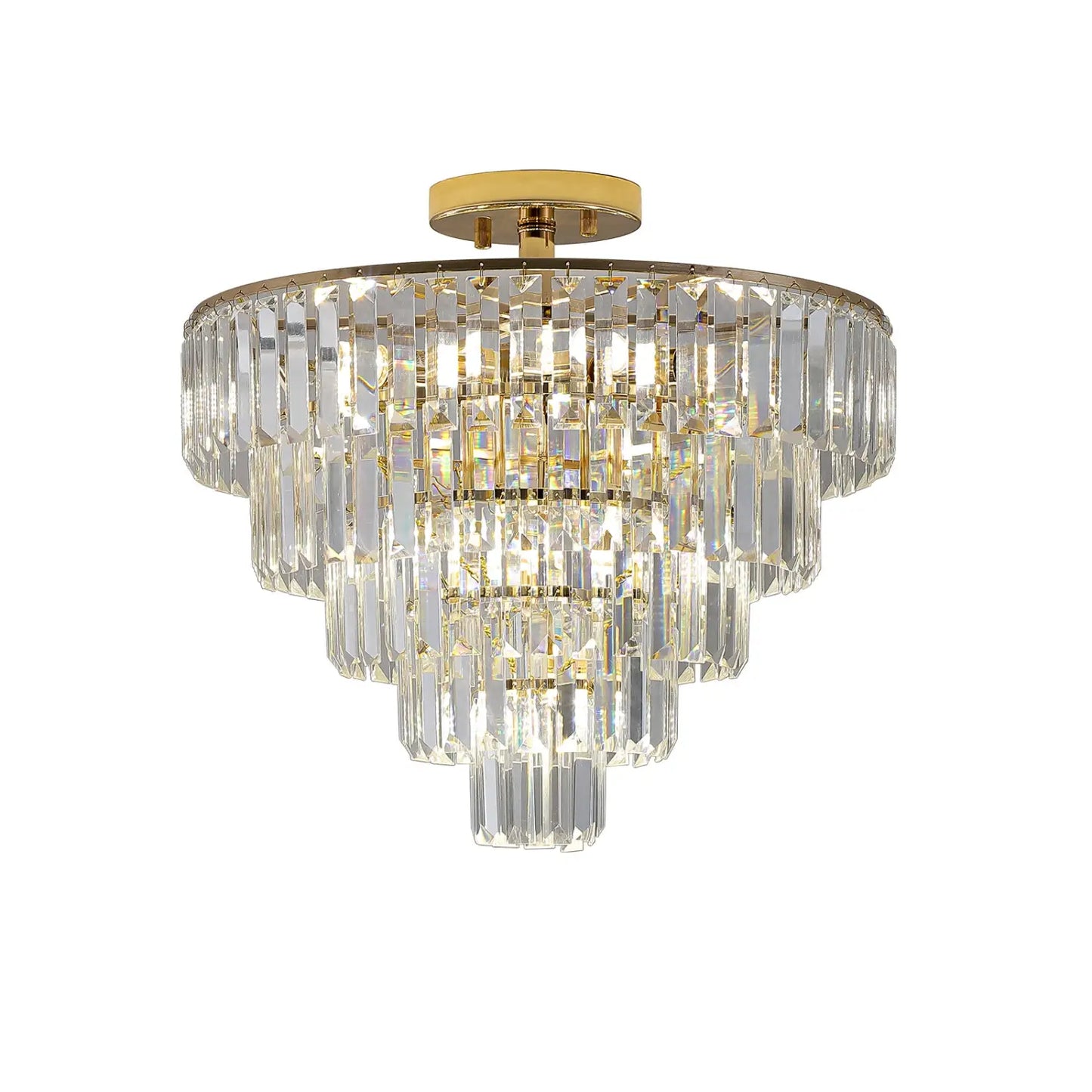 5 Tier Golden Crystal Chandelier Light Ceiling for Modern Interior Design - 12V Hanging Light