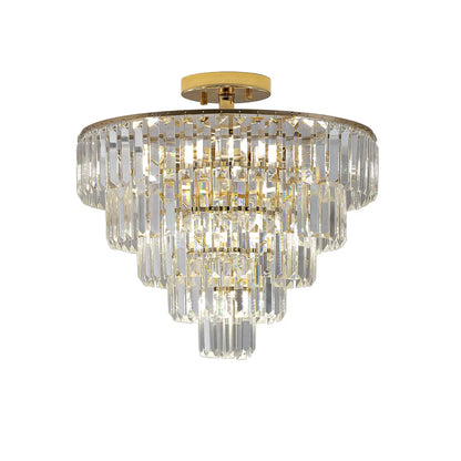 5 Tier Golden Crystal Chandelier Light Ceiling for Modern Interior Design - 12V Hanging Light