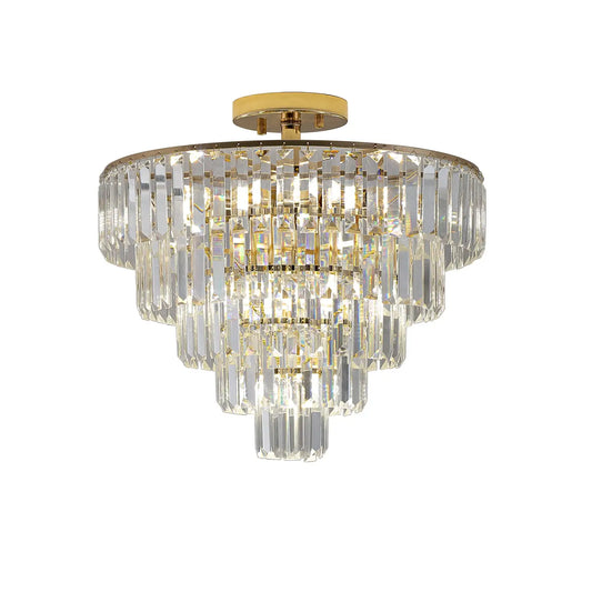 5 Tier Golden Crystal Chandelier Light Ceiling for Modern Interior Design - 12V Hanging Light