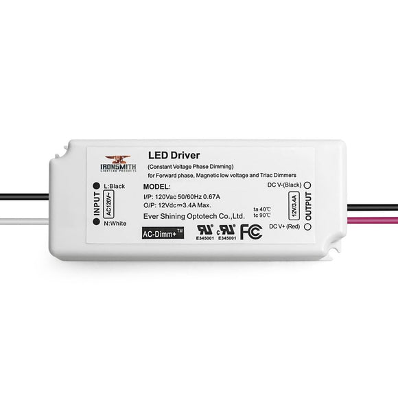 110-277 Volts AC - 24V DC |  12W Constant Voltage LED Driver with Dimming
