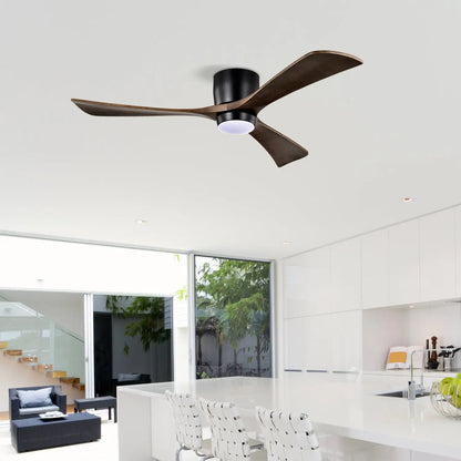 52’’ Ceiling Fan with Light for Bedroom 3 Blades Remote Control Matte Black Ceiling Fan