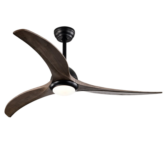 52’’ Ceiling Fan with Light Modern Design Remote and 6 Speed Options Matte Black 12V Hanging Light