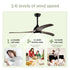 52’’ Ceiling Fan with Light Modern Design Remote and 6 Speed Options Matte Black 12V Hanging Light