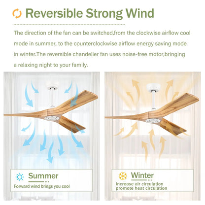 Ceiling Fan With Remote Control No Lights,Modern Reversible DC Motor Indoor 3 Blades Ceiling Fans For Patio Bedroom