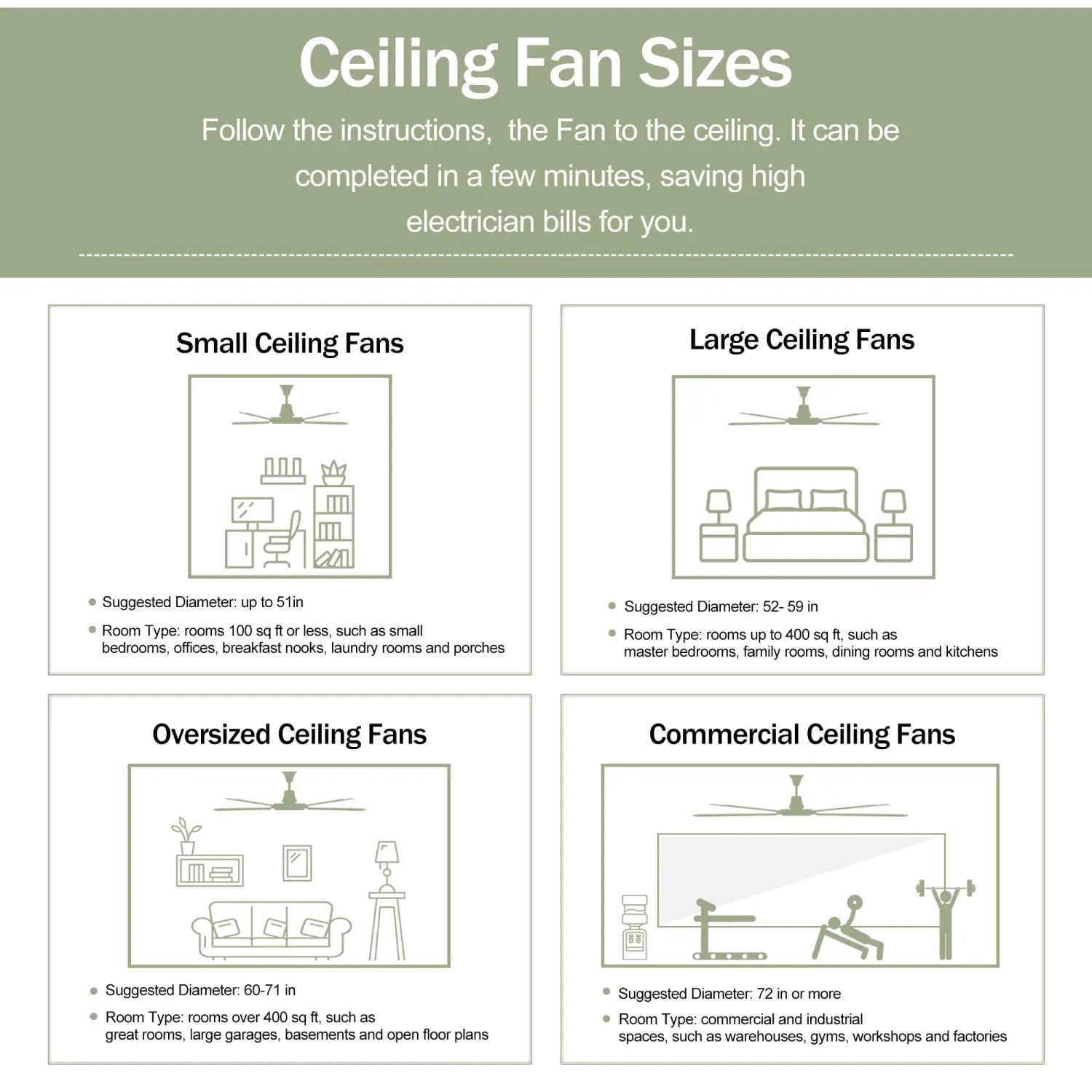 Ceiling Fan With Remote Control No Lights,Modern Reversible DC Motor Indoor 3 Blades Ceiling Fans For Patio Bedroom