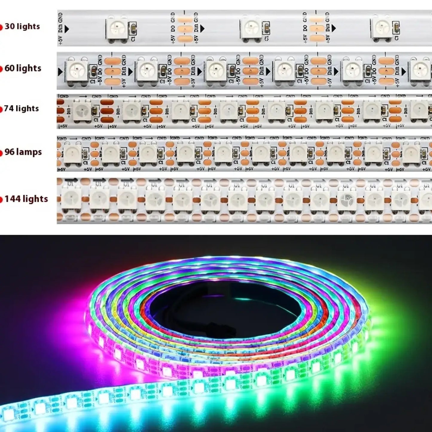 5V Magic LED Strip Lights – Waterproof & Single-Point Control - Strip light