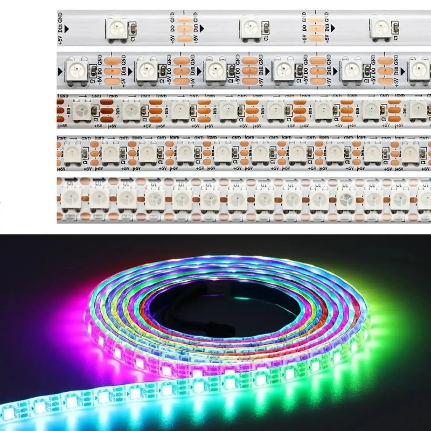 5V Magic LED Strip Lights – Waterproof & Single-Point Control - White / 30 lights / Epoxy - Strip light