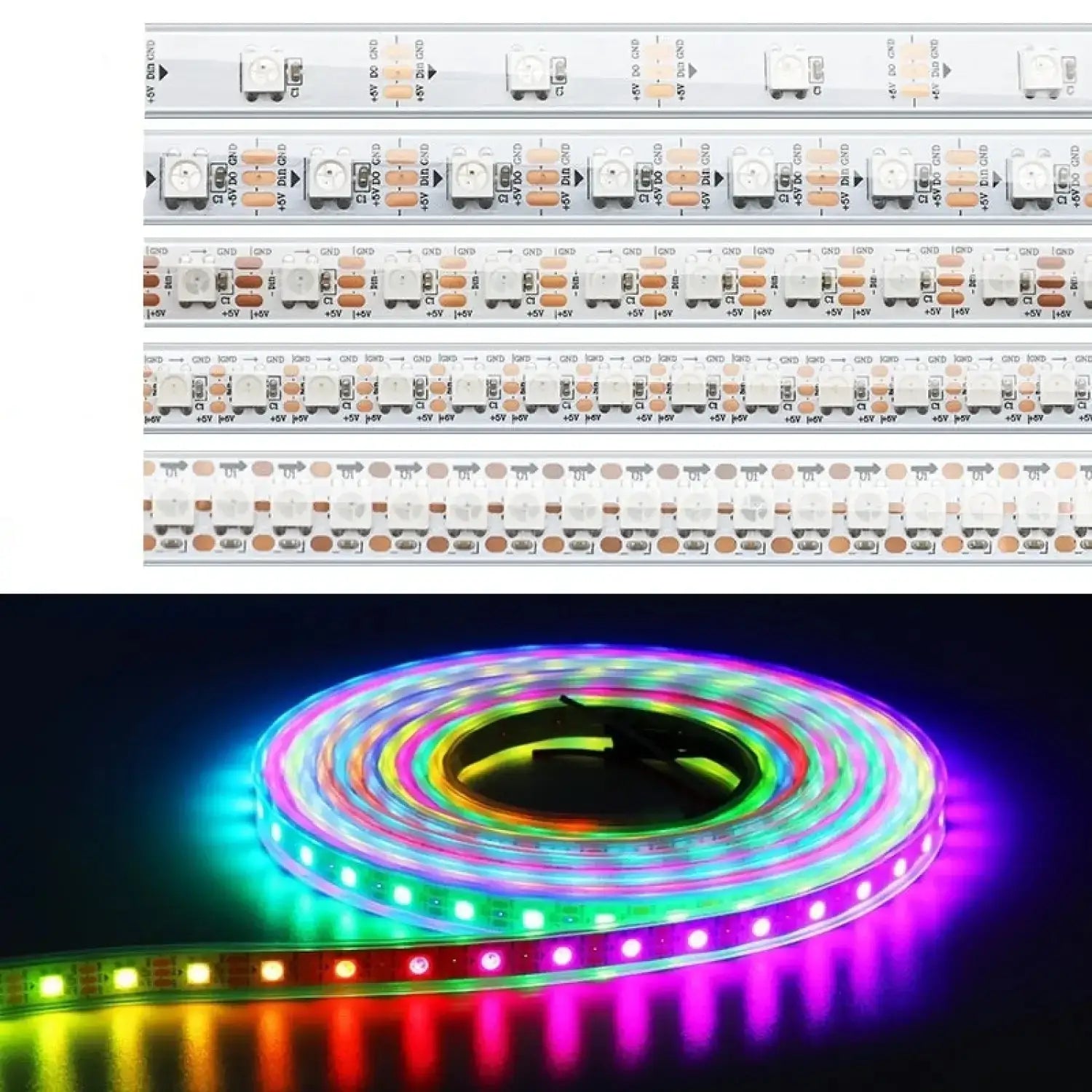 5V Magic LED Strip Lights – Waterproof & Single-Point Control - White / 30 lights / Casing - Strip light