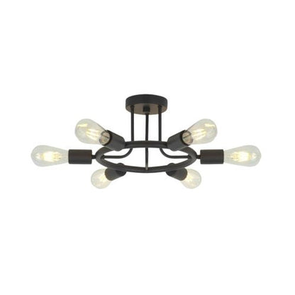 6 Lamps Modern Sputnik Lamp Semi Recessed Chandelier Black Black 12V Hanging Light