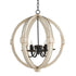 6-Light Wood Chandelier with Adjustable Chain for Kitchen & Entry - White - Hanging Light