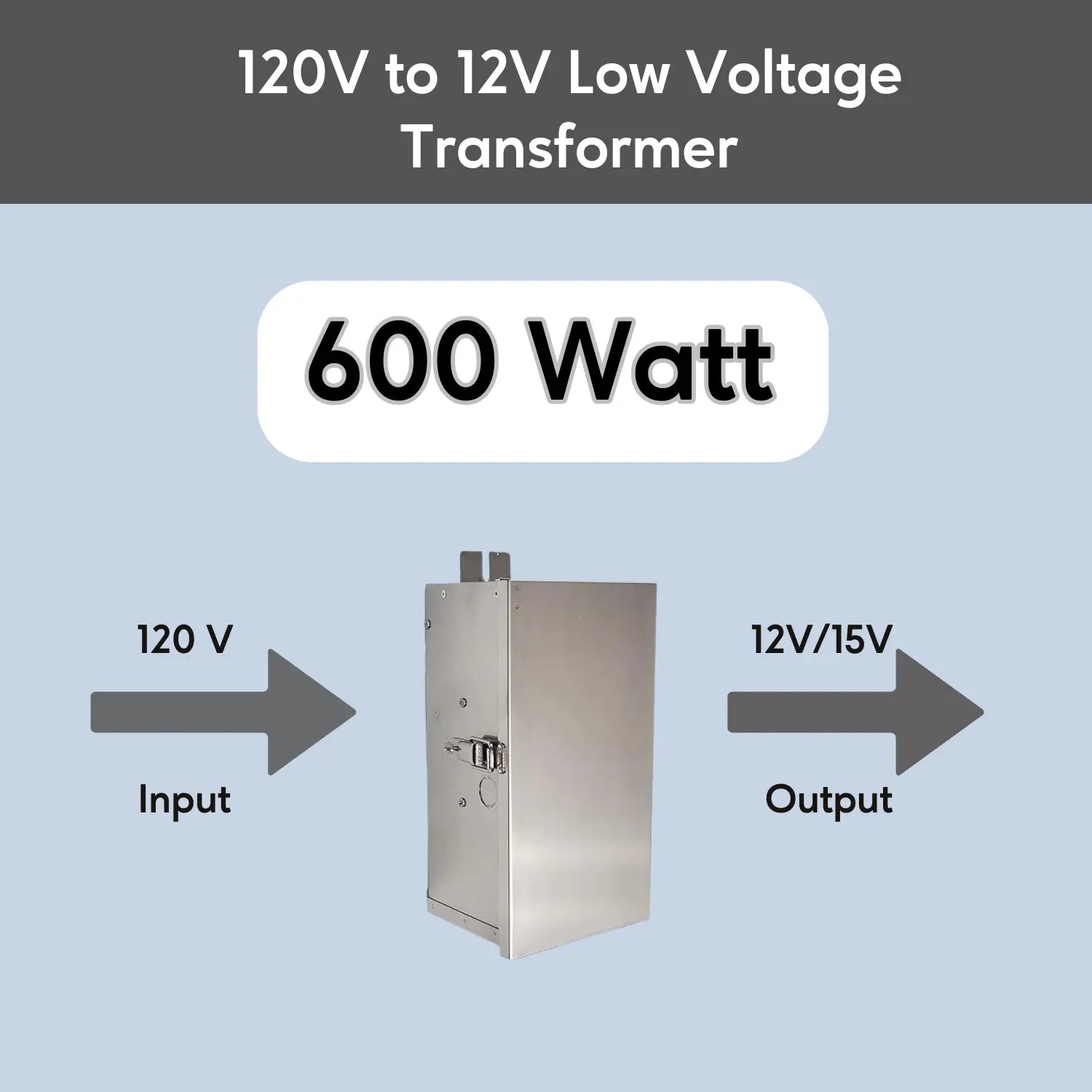 600W Multi-Tap Low Voltage Transformer | 12V - 15V - 120 Volt / 12 VOLT - 15 VOLT / 600 Watt - Landscape Transformers