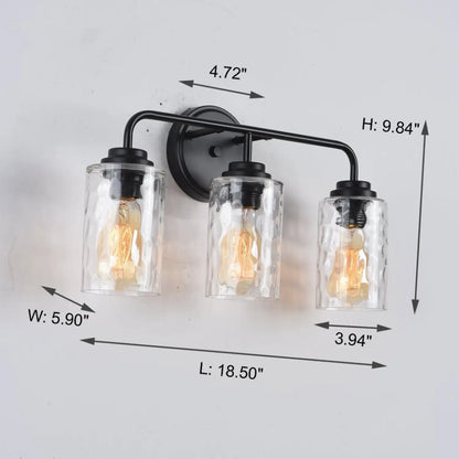 3-Light With Clear Glass Satin Shade,Unique Hand-make Lampshade Industrial Indoor Light Fixture For Bathroom Living