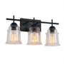 3-Light With Clear Glass Satin Shade,Unique Hand-make Lampshade Industrial Indoor Light Fixture For Bathroom Living