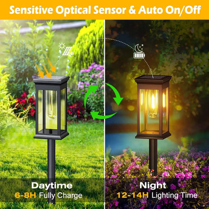 6Pack Solar Powered Stake Light Outdoor Decorative Landscape Lamp IP65 Waterproof Auto On Off Outdoor Light For Pathway