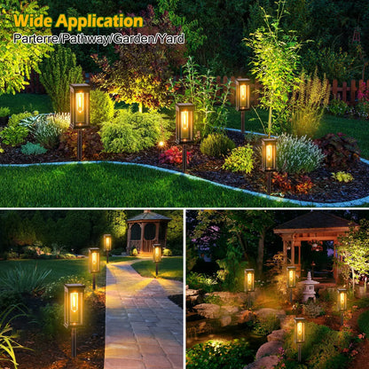 6Pack Solar Powered Stake Light Outdoor Decorative Landscape Lamp IP65 Waterproof Auto On Off Outdoor Light For Pathway