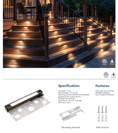 7’’ 3W Landscape Lights Outdoor RGB CCT Tunable Brass Hardscape Paver Fixture hardscape lights