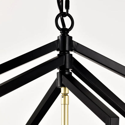 8 Light Farmhouse Hanging Lights Living Room Chandelier with Lantern Frame Matte Black Hanging Light