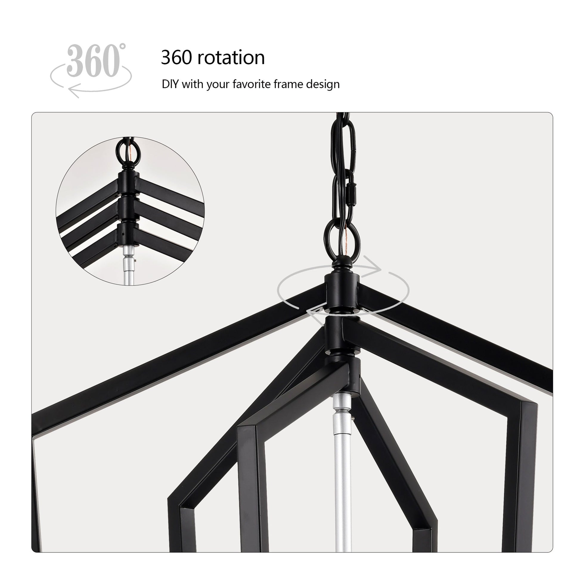8 Light Farmhouse Kitchen Chandeliers Matte Black And Sliver Vintage Rustic Cage Light Fixture Adjustable Height