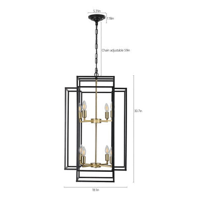 8 Lights Black & Gold Lantern Tiered Chandelier Industrial Farmhouse Chandelier No Bulbs Unavailable Platform Temu