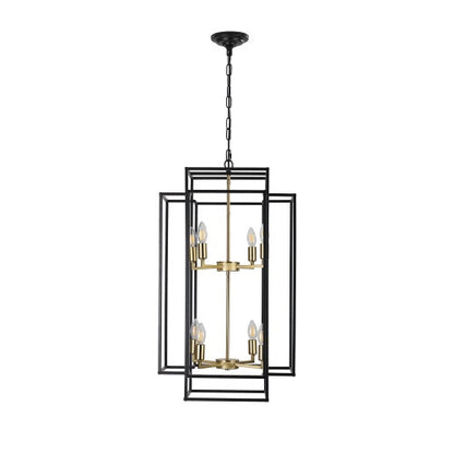 8 Lights Black & Gold Lantern Tiered Chandelier Industrial Farmhouse Chandelier No Bulbs Unavailable Platform Temu