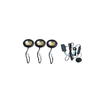 9’’ 12V Puck LED Light Set with 3000K Warm White Touch Dimmer and 150W Plug-In Driver - Black - Undercabinet Light