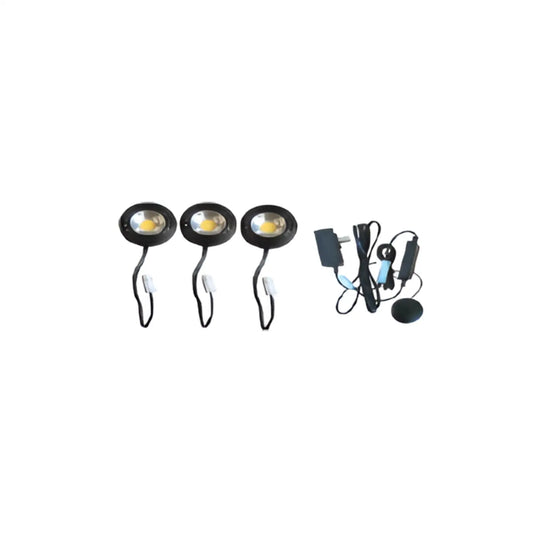 9’’ 12V Puck LED Light Set with 3000K Warm White Touch Dimmer and 150W Plug-In Driver - Black - Undercabinet Light