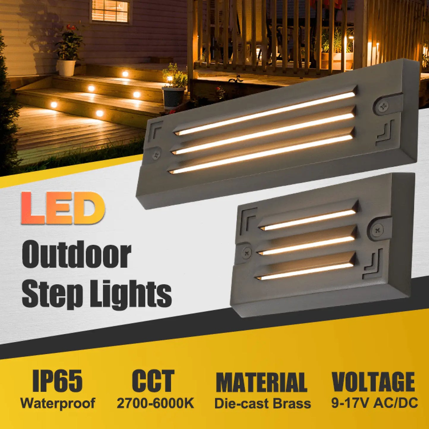 Outdoor Step Lights Grating RGB CCT Tunable 9 Inch 5W LED Flush Mount - Step Light