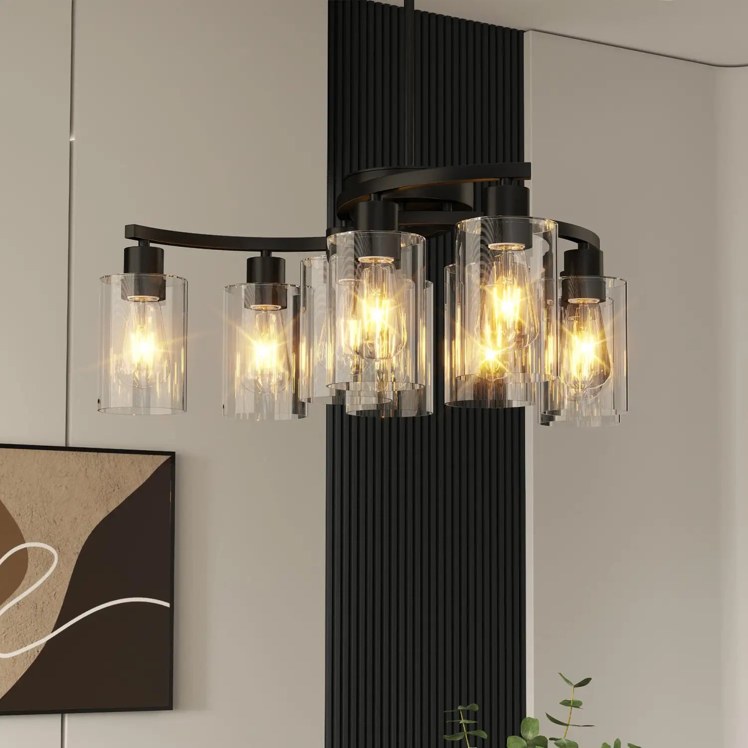 9-Light Black Modern Chandeliers For Dining Room Adjustable Height Farmhouse Kitchen Island Lighting Industrial Hanging