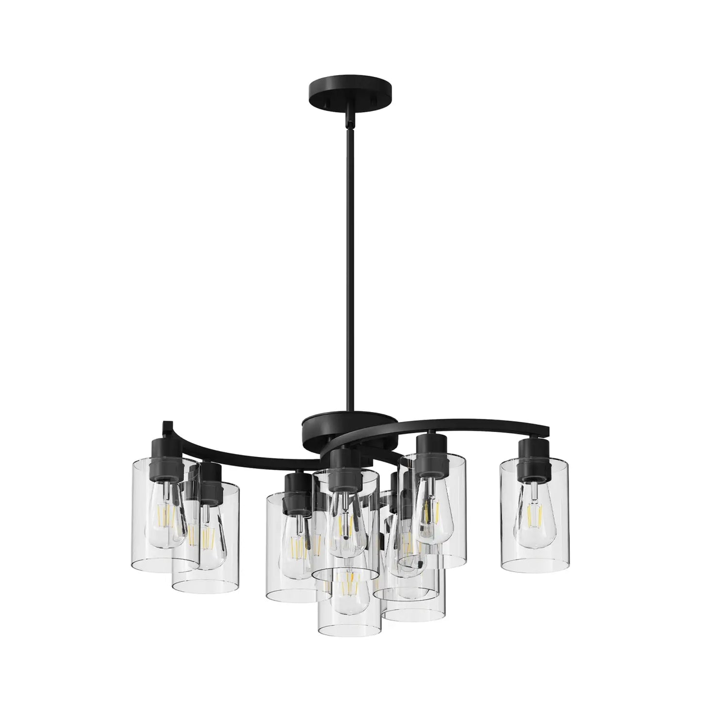 9-Light Black Modern Chandeliers For Dining Room Adjustable Height Farmhouse Kitchen Island Lighting Industrial Hanging