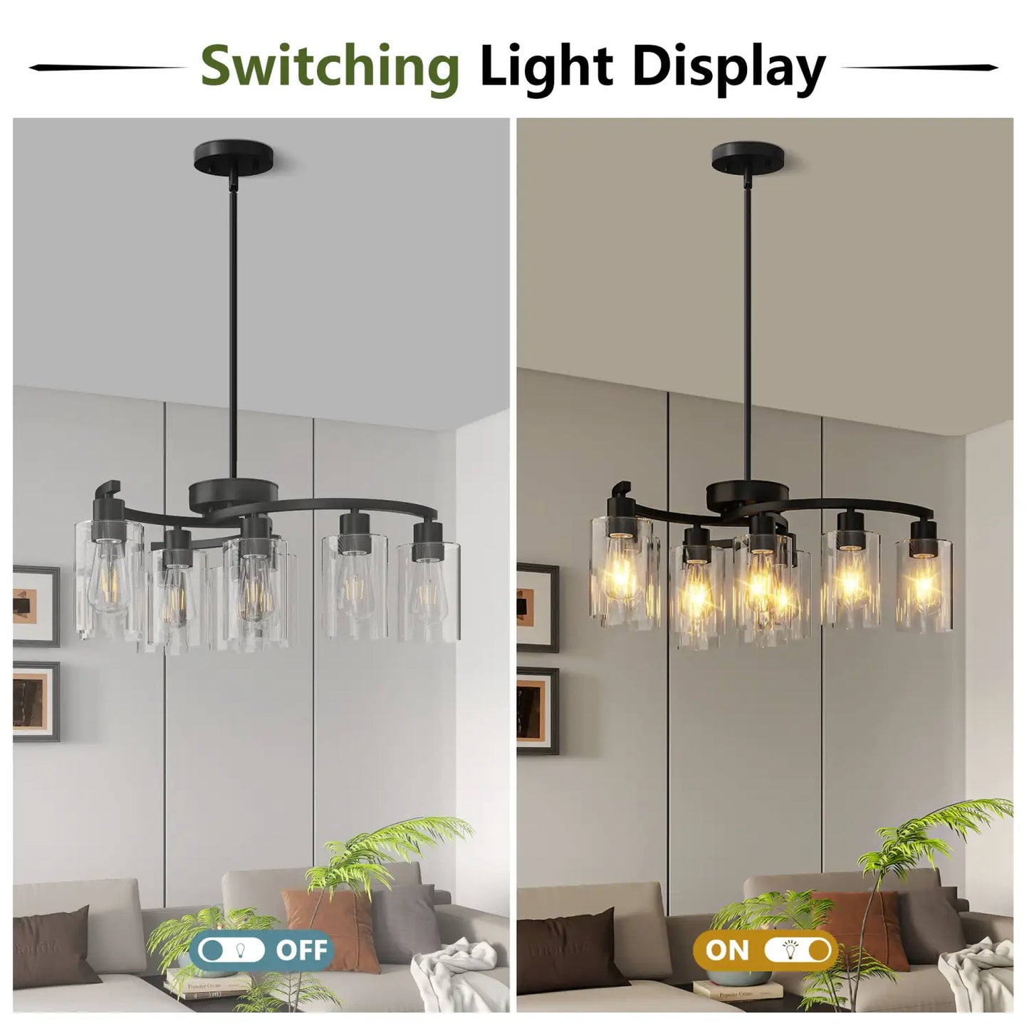 9-Light Black Modern Chandeliers For Dining Room Adjustable Height Farmhouse Kitchen Island Lighting Industrial Hanging