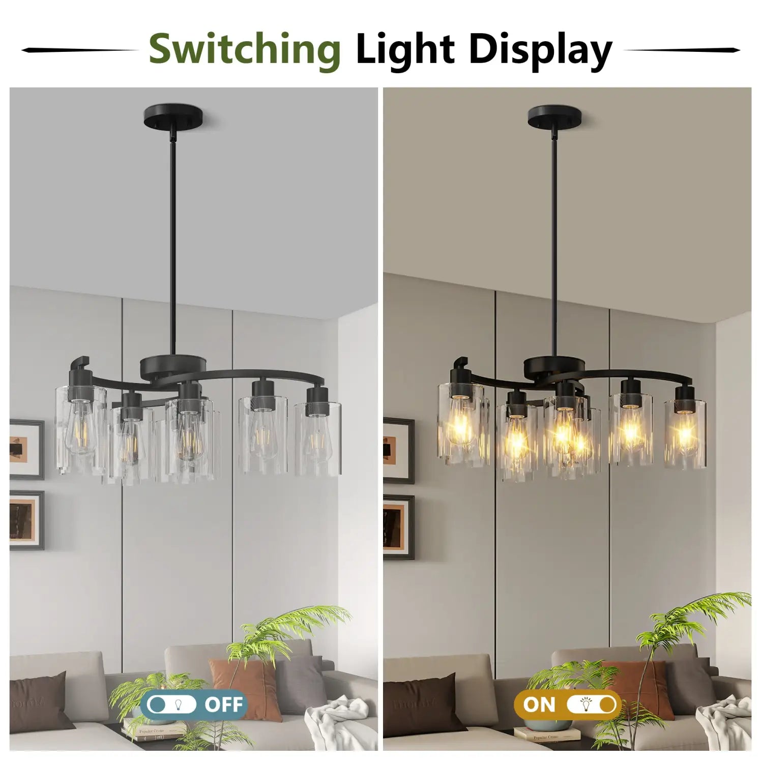 9-Light Black Modern Chandeliers For Dining Room Adjustable Height Farmhouse Kitchen Island Lighting Industrial Hanging