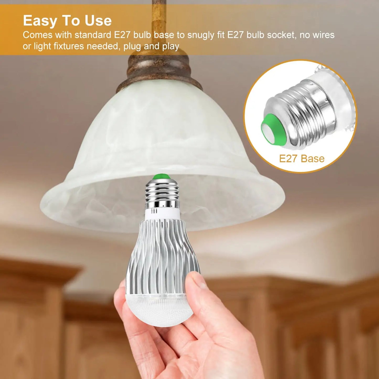 9W LED Remote Control Bulb with E27 RGB Lamp for Decor Lighting - 1 PC White - LED bulb