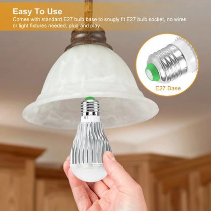 9W LED Remote Control Bulb with E27 RGB Lamp for Decor Lighting - 1 PC White - LED bulb