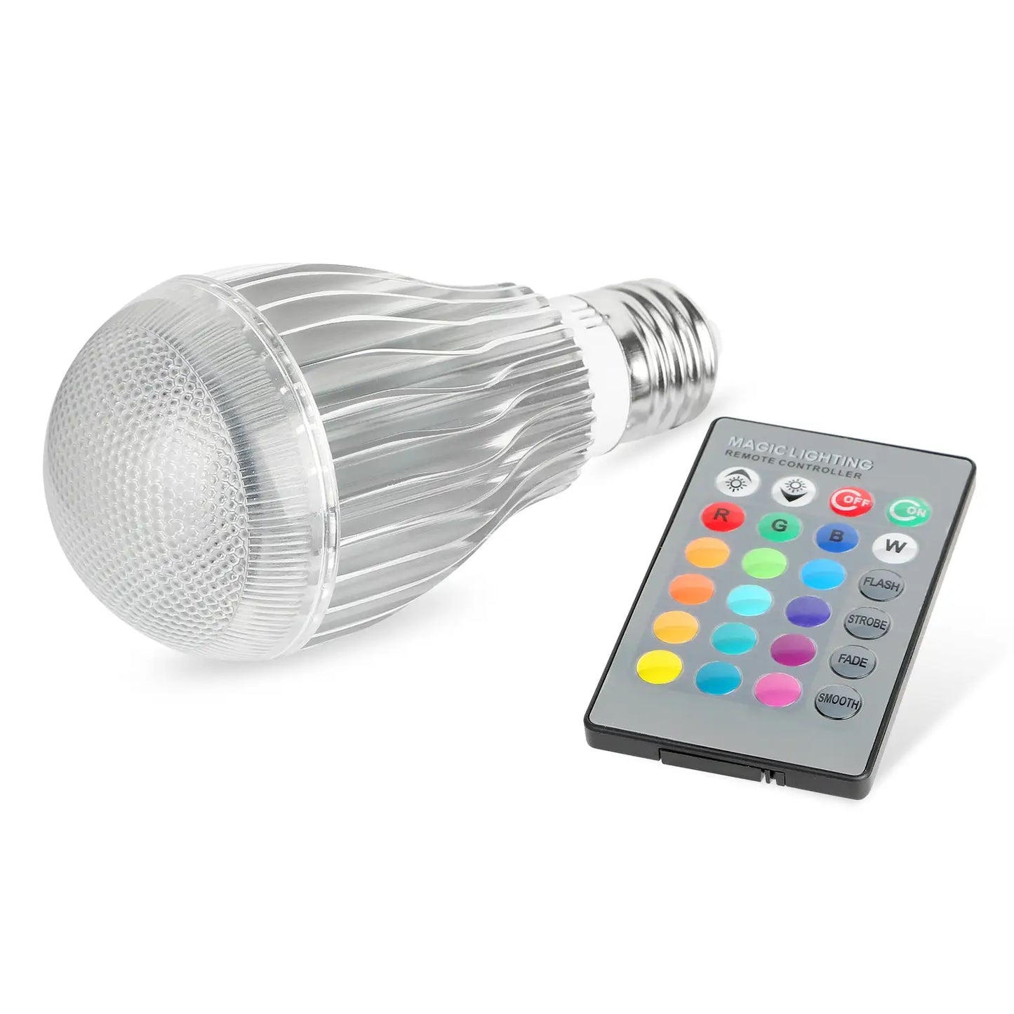 9W LED Remote Control Bulb with E27 RGB Lamp for Decor Lighting - 1 PC White - LED bulb
