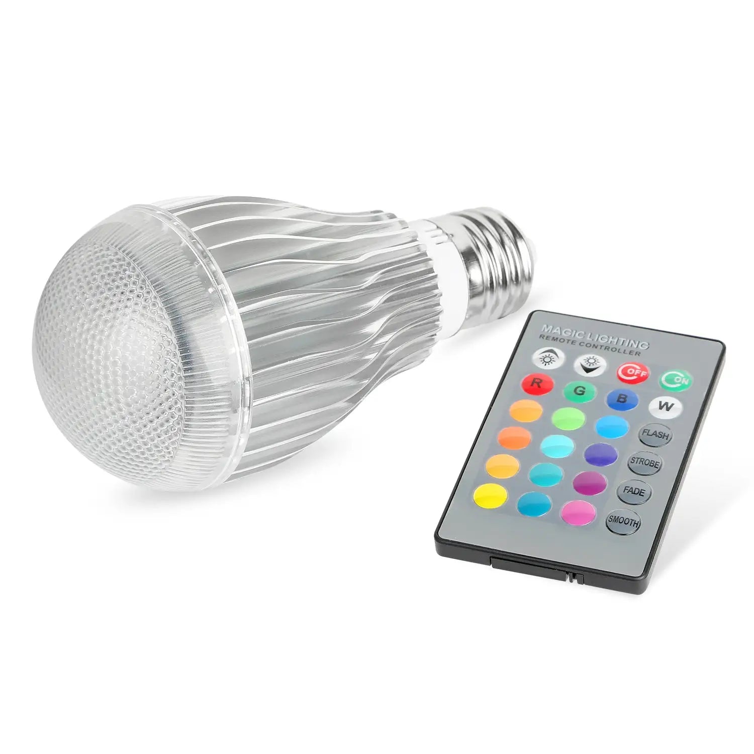 9W LED Remote Control Bulb with E27 RGB Lamp for Decor Lighting - 1 PC White - LED bulb