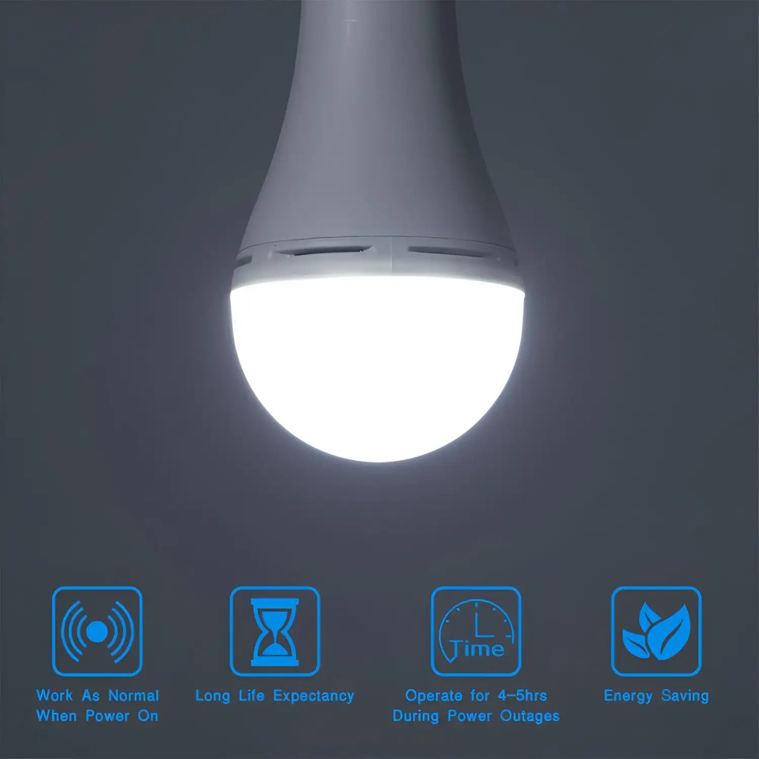 9W R70 LED Fast Charging Bulb for Outdoor Light with Built-in Battery - White - Portable LED Bulb