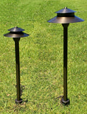 Tiered Mushroom Style Path Light Top | Solid Brass Construction | Interchangeable with Threaded Pipe Stems