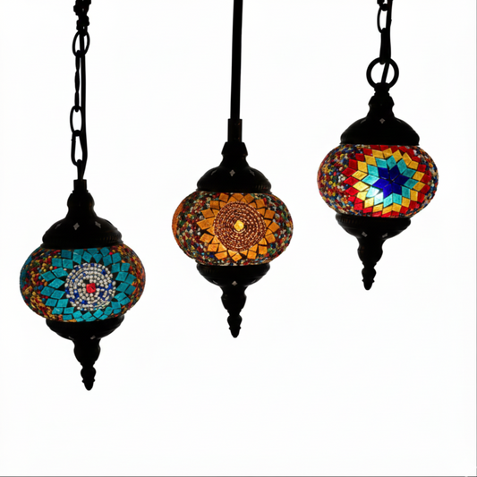 Elegant Single-Head Turkish Chandelier with Colorful Glass Shade