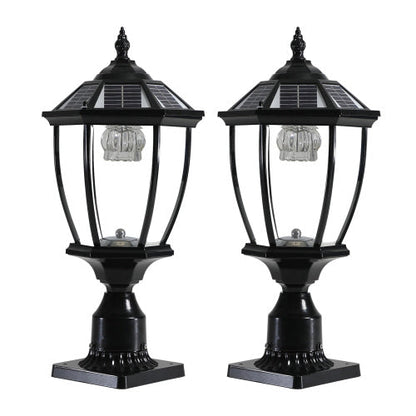 Aluminum Solar Lights Lanterns LED 2-Pack for Outdoor Pathways and Gardens - Black - Solar Light