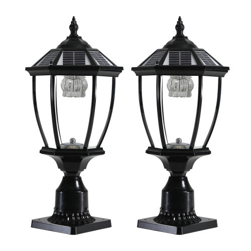 Aluminum Solar Lights Lanterns LED 2-Pack for Outdoor Pathways and Gardens - Black - Solar Light