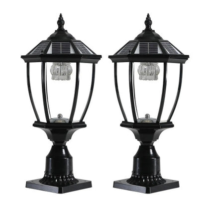 Aluminum Solar Lights Lanterns LED 2-Pack for Outdoor Pathways and Gardens - Black - Solar Light