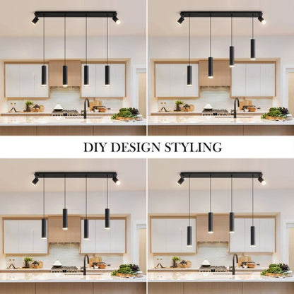 Angelina 6 Light Matte Black Kitchen Island Pendant No Bulb Black 12V Hanging Light
