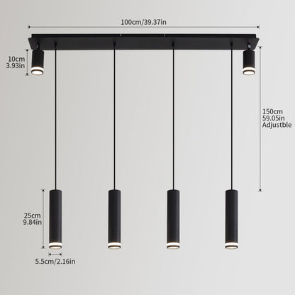 Angelina 6 Light Matte Black Kitchen Island Pendant No Bulb Black 12V Hanging Light