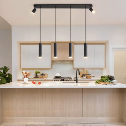 Angelina 6 Light Matte Black Kitchen Island Pendant No Bulb Black 12V Hanging Light