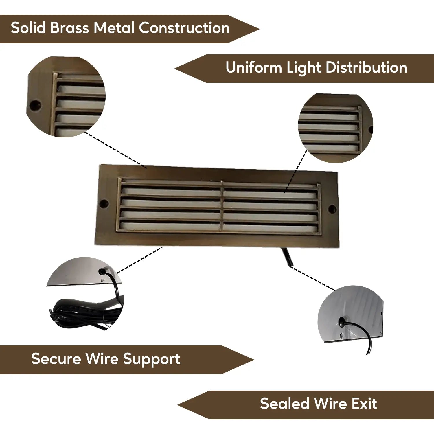 Antique Bronze LED Step Light Fixture | Brass Construction | Low Voltage - Oil Rubbed Bronze - Step Light