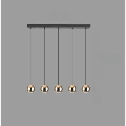 Ball Pendant Light for Living Room with Sleek Modern Design - 5long golden discs - Hanging Light